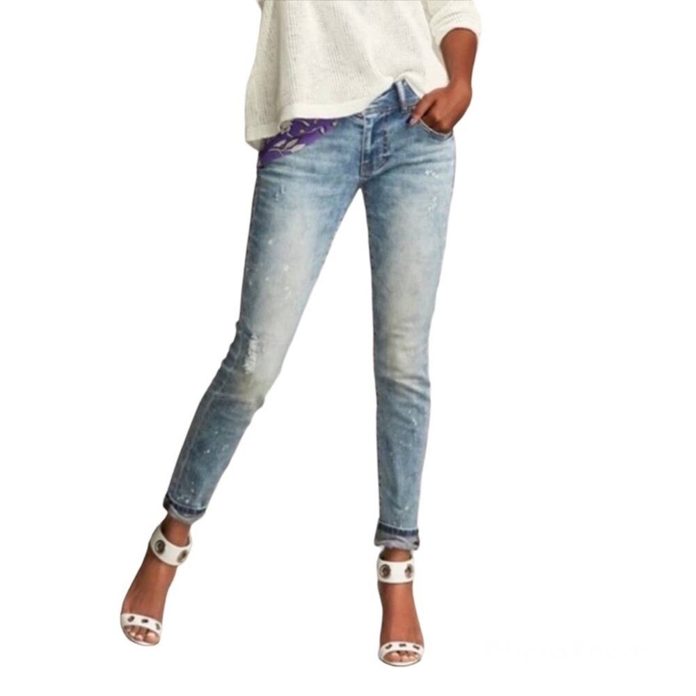 Cabi Cinch‎ Skinny Paint Splatter Jeans Style 5492 Size 4